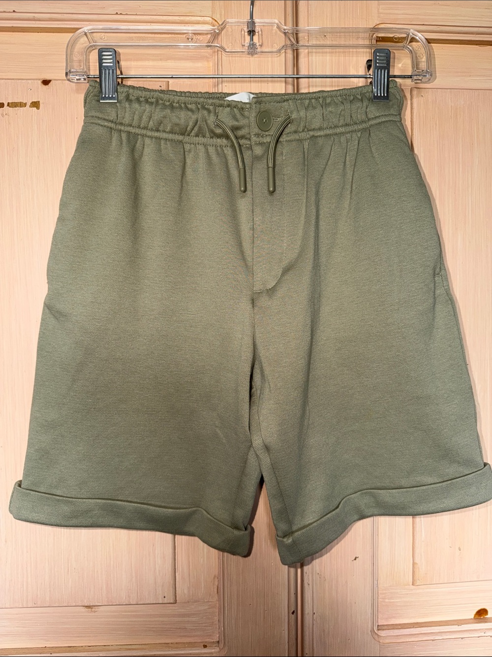 Zara Olive Drawstring Rolled-Hem Kids Shorts